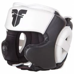 Fighter PU Black / White Sparring Headguard, JE-2796 PROTECTION