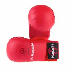 Hayashi WKF Open-Hand Karate Fist Protection Gloves - Red, 237-4