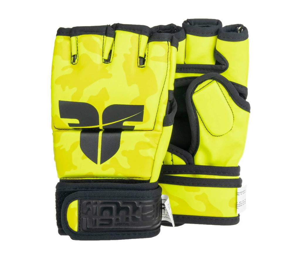 Wholesale ๐ MMA Gloves Fighter Competition - Neon Yellow/camo โ 3 MMA Gloves Fighter Competition - Neon Yellow/camo