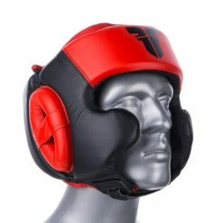 Fighter Black / Red Leather Sparring Headguard, NL2796R PROTECTION