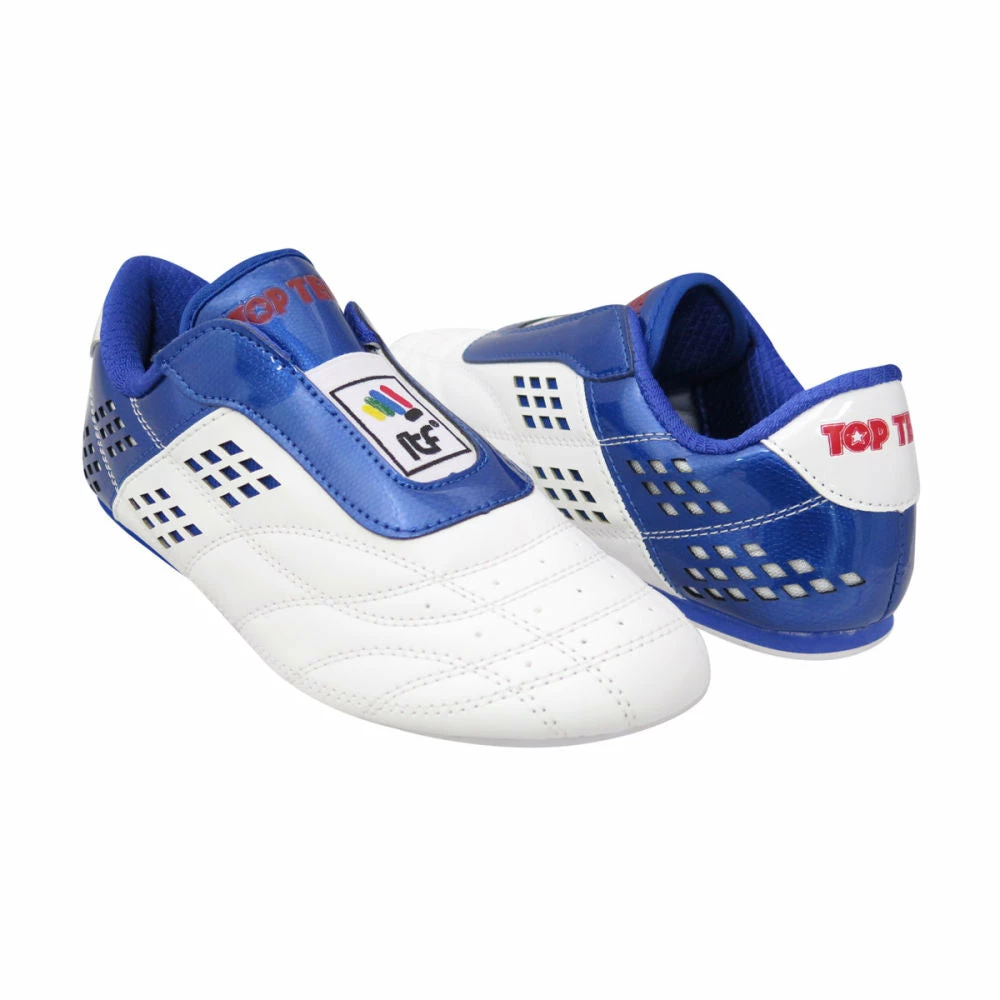 Brand new โ๏ธ FOOTWEAR TopTen BUDO ITF Laceless White & Blue Lightweight Taekwon-Do ๐ Shoes, 543-16 ๐ 3 FOOTWEAR TopTen BUDO ITF Laceless White & Blue Lightweight Taekwon-Do Shoes, 543-16