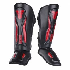 Fighter Shinguards Thai Ergo - Black/red, FSG-004BR