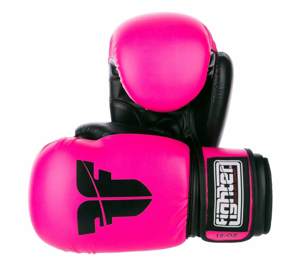 Discount 🎁 Fighter Synthetic Leather PU Basic Neon Pink/Black 6-12oz Boxing Gloves, 1376APUFP 🛒 3 Fighter Synthetic Leather PU Basic Neon Pink/Black 6-12oz Boxing Gloves, 1376APUFP