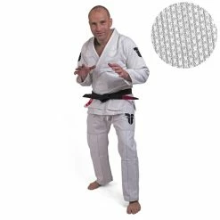 Fighter BJJ Gi Pearl Weave Uniform - White, BJJBW-08 UNIFORMS