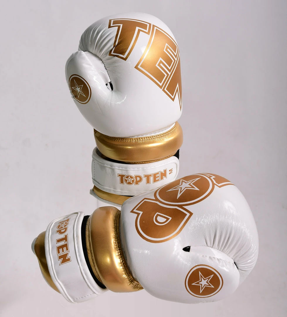 Best deal ๐ TopTen TOP TEN Glossy White/Gold Pointfighter Open-Hand Gloves, 21656-6 ๐ 6 TopTen TOP TEN Glossy White/Gold Pointfighter Open-Hand Gloves, 21656-6