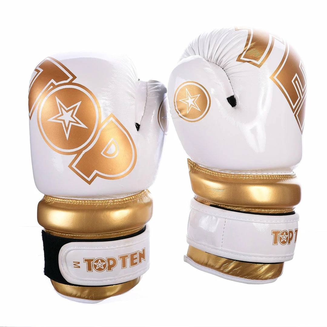 Best deal ๐ TopTen TOP TEN Glossy White/Gold Pointfighter Open-Hand Gloves, 21656-6 ๐ 3 TopTen TOP TEN Glossy White/Gold Pointfighter Open-Hand Gloves, 21656-6