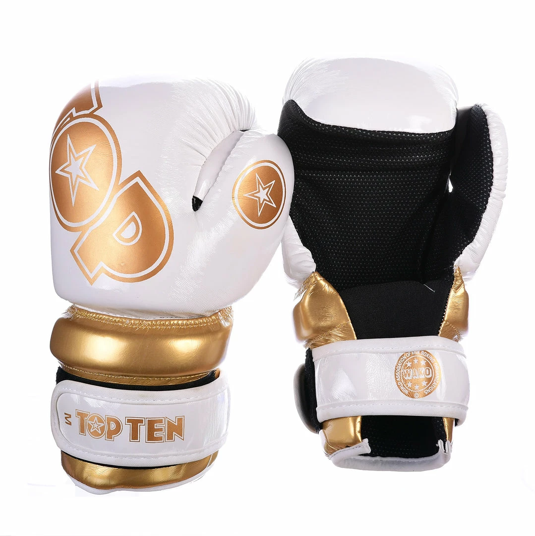 Best deal ๐ TopTen TOP TEN Glossy White/Gold Pointfighter Open-Hand Gloves, 21656-6 ๐ 4 TopTen TOP TEN Glossy White/Gold Pointfighter Open-Hand Gloves, 21656-6