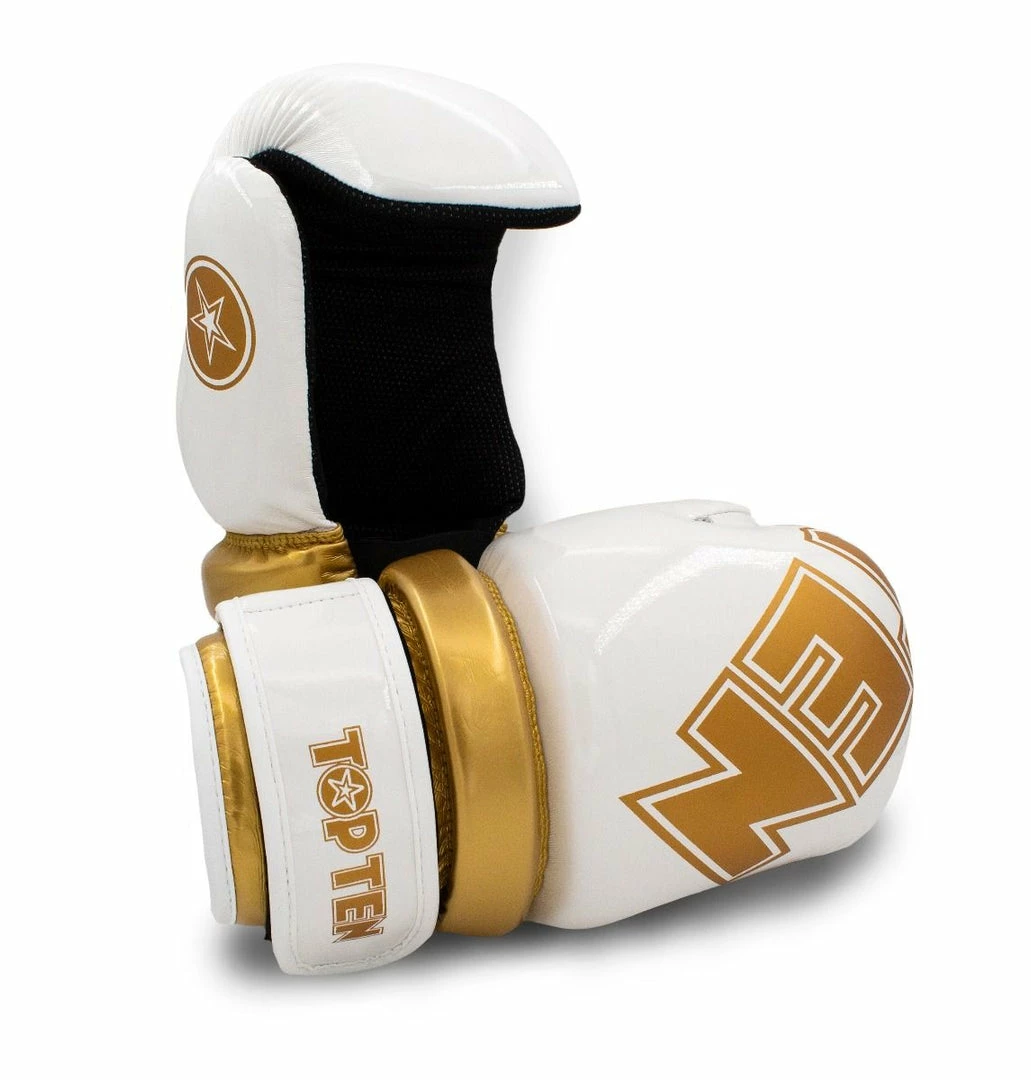 Best deal ๐ TopTen TOP TEN Glossy White/Gold Pointfighter Open-Hand Gloves, 21656-6 ๐ 7 TopTen TOP TEN Glossy White/Gold Pointfighter Open-Hand Gloves, 21656-6