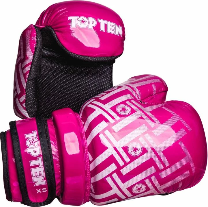 Buy 😀 TopTen TOP TEN Glossy Pink/White Prism Pointfighter Open-Hand Gloves ✨ 3 TopTen TOP TEN Glossy Pink/White Prism Pointfighter Open-Hand Gloves
