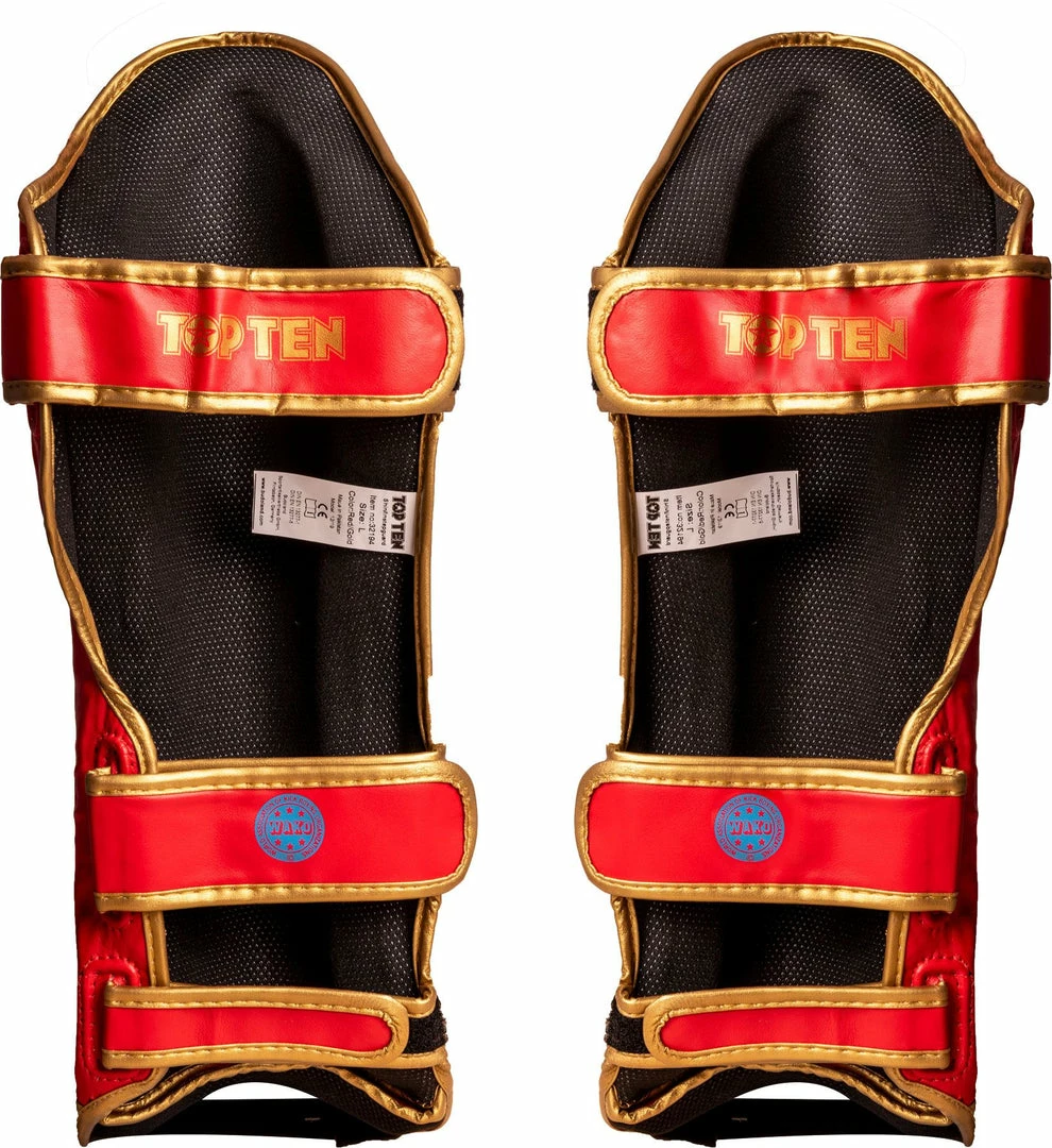 New 🥰 TopTen TOP TEN Shin And Instep Guard “Lowkick” WAKO - Red, 32194-4 🎁 4 TopTen TOP TEN Shin And Instep Guard “Lowkick” WAKO - Red, 32194-4